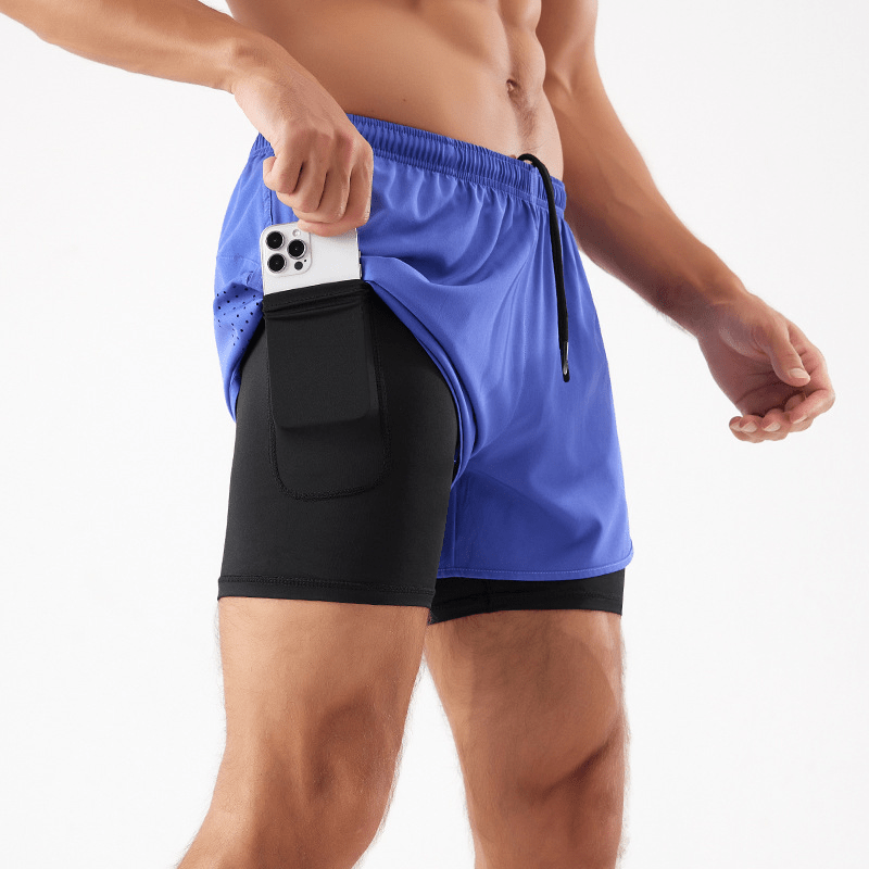 Men's 2-in-1 Athletic Shorts - Breathable Inner Liner For Training - Nalani - Fashion Clothing and Decor
