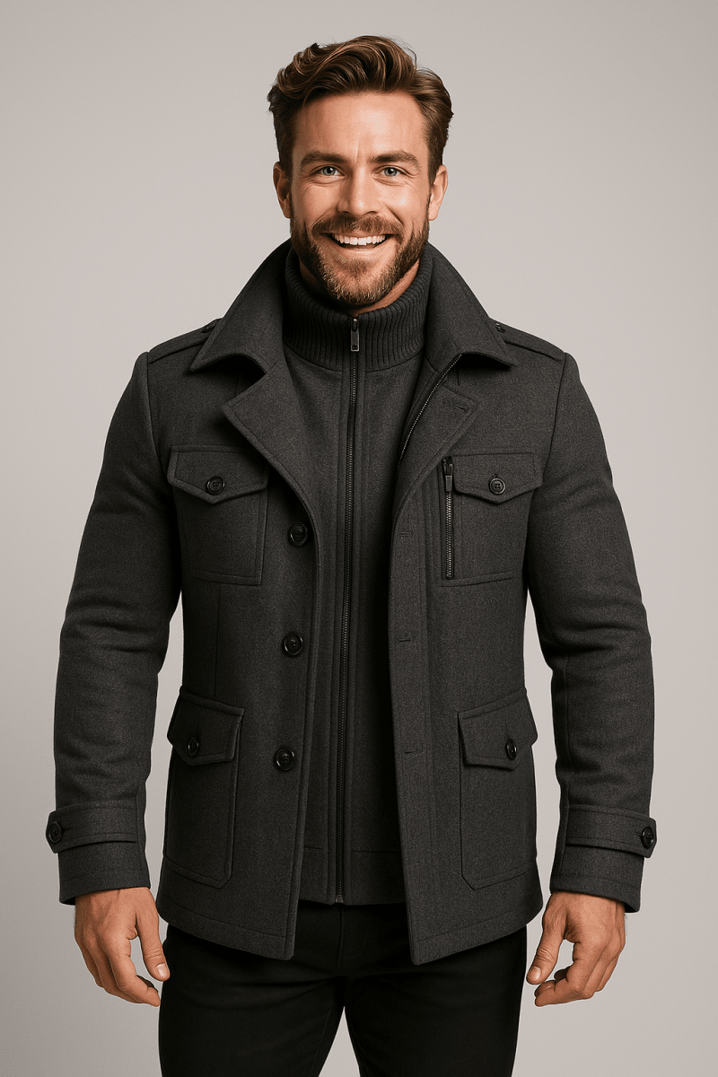 Men's 2 - Piece Layered Jacket With Zip - In Insert For Warmth - Nalani - Fashion Clothing and Decor