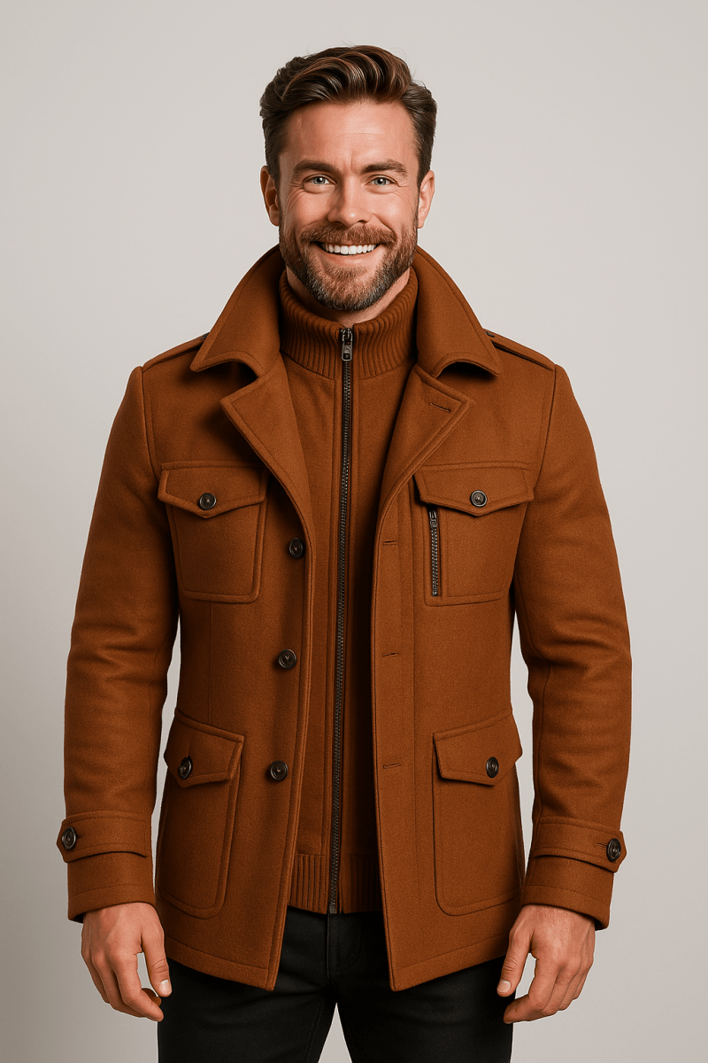 Men's 2 - Piece Layered Jacket With Zip - In Insert For Warmth - Nalani - Fashion Clothing and Decor