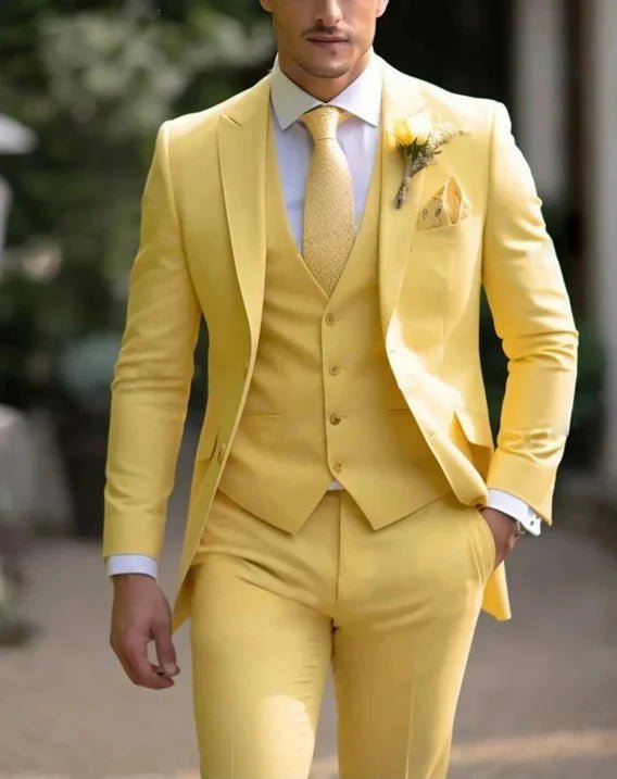 Men's 3-Piece Suit - 2-Button Formal Suit with Vest and Trousers - Nalani - Fashion Clothing and Decor