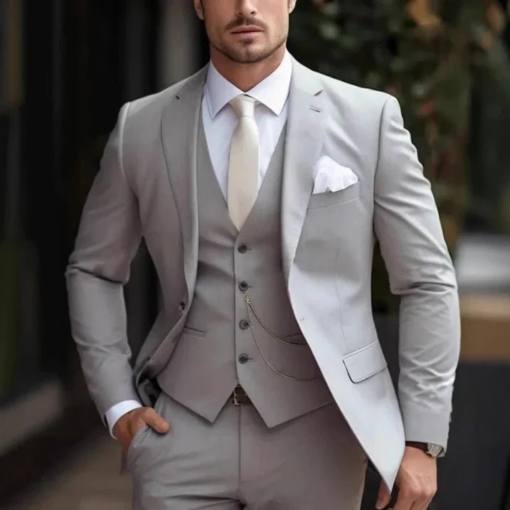 Men's 3-Piece Suit - 2-Button Formal Suit with Vest and Trousers - Nalani - Fashion Clothing and Decor