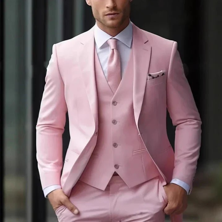 Men's 3-Piece Suit - 2-Button Formal Suit with Vest and Trousers - Nalani - Fashion Clothing and Decor