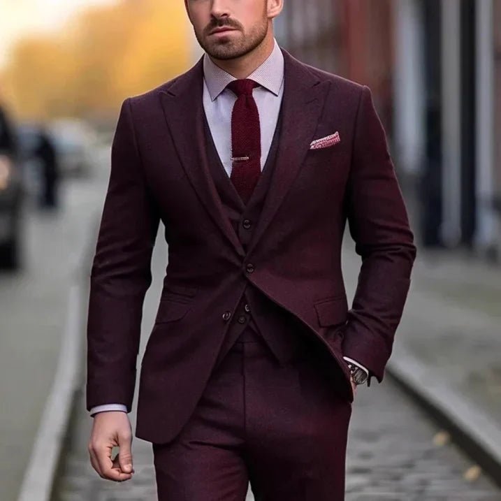 Men's 3-Piece Suit - 2-Button Formal Suit with Vest and Trousers - Nalani - Fashion Clothing and Decor