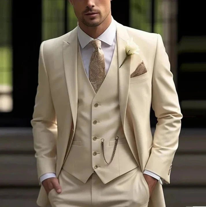 Men's 3-Piece Suit - 2-Button Formal Suit with Vest and Trousers - Nalani - Fashion Clothing and Decor