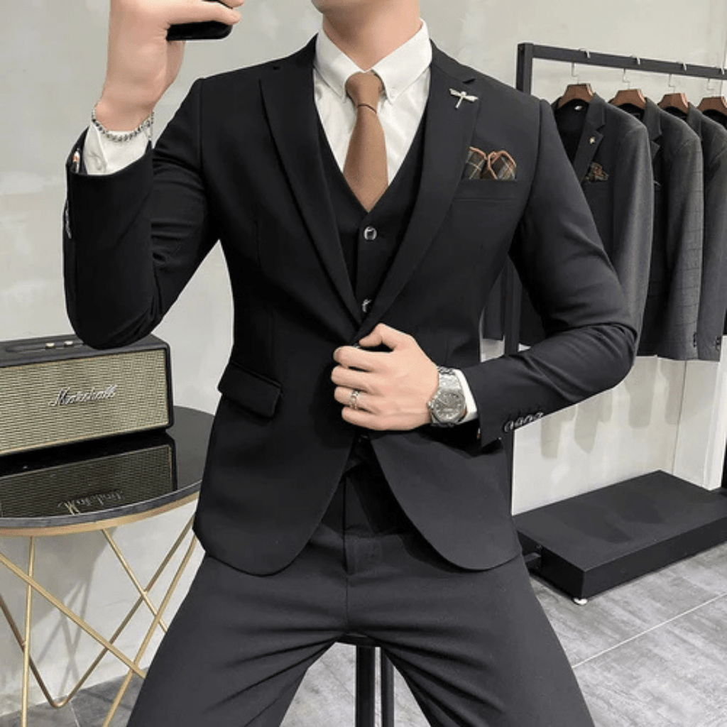 Men's 3-Piece Suit - Suit Jacket Waistcoat and Trousers - Nalani - Fashion Clothing and Decor