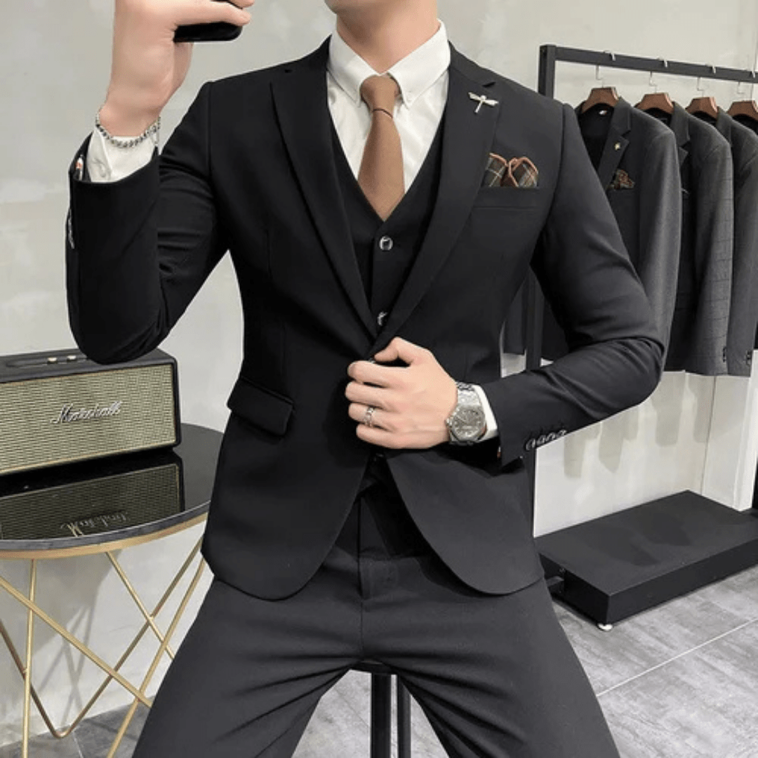 Men's 3-Piece Suit - Suit Jacket Waistcoat and Trousers - Nalani - Fashion Clothing and Decor