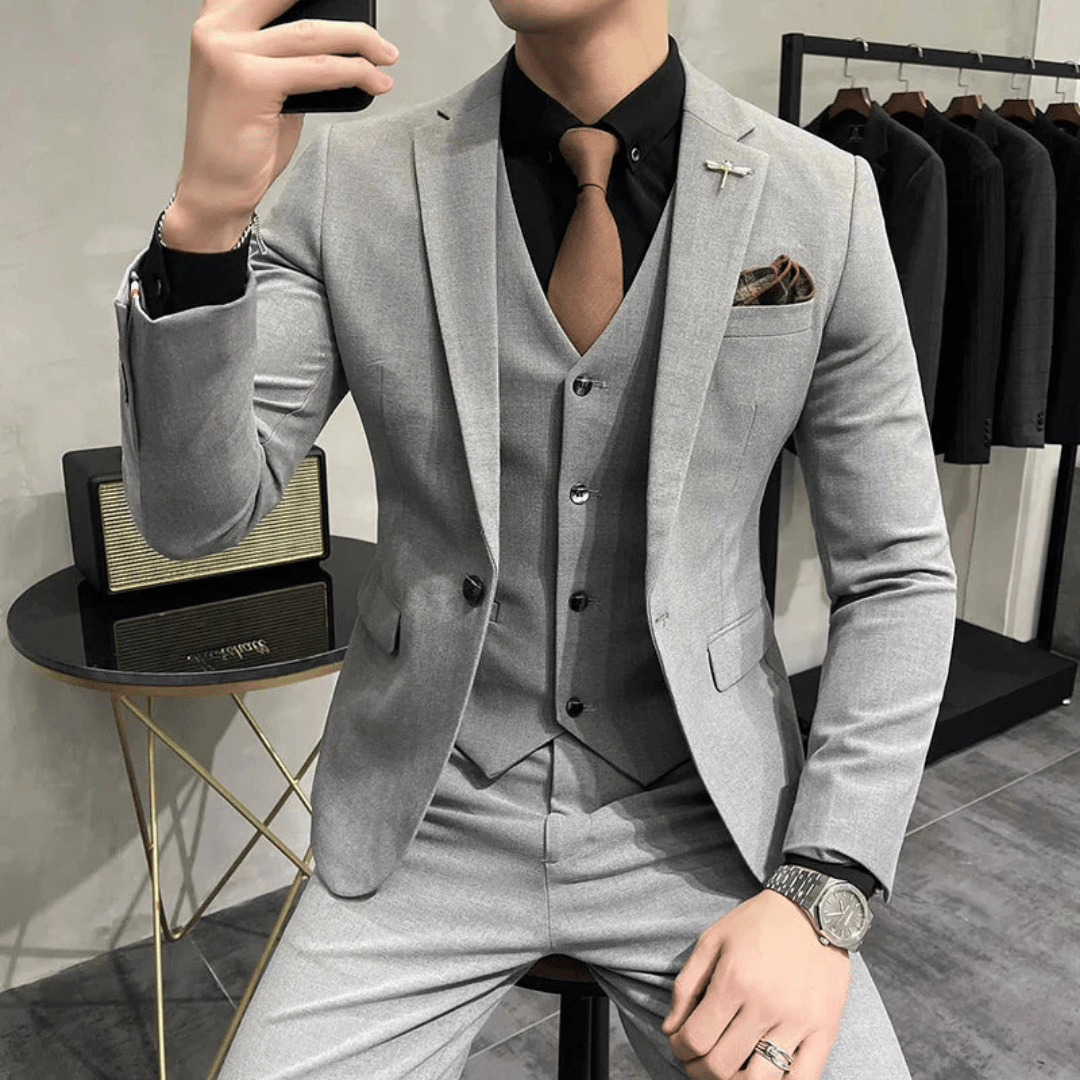 Men's 3-Piece Suit - Suit Jacket Waistcoat and Trousers - Nalani - Fashion Clothing and Decor
