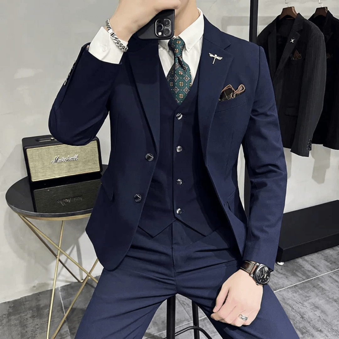 Men's 3-Piece Suit - Suit Jacket Waistcoat and Trousers - Nalani - Fashion Clothing and Decor
