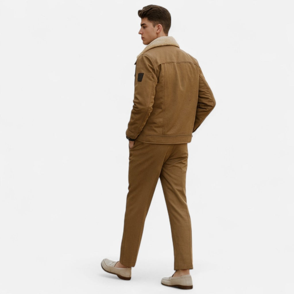 Mens Bomber Jacket With Sherpa Collar For Winter Casual Wear - Nalani - Fashion Clothing and Decor