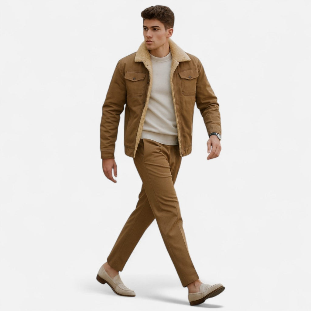 Mens Bomber Jacket With Sherpa Collar For Winter Casual Wear - Nalani - Fashion Clothing and Decor