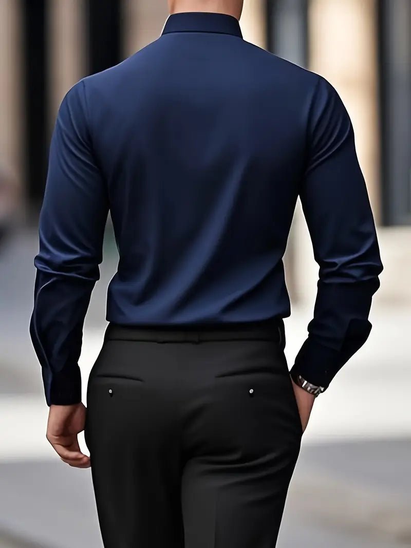 Men's Button Down Shirt - Long Sleeve Slim Fit Dress Shirt - Nalani - Fashion Clothing and Decor