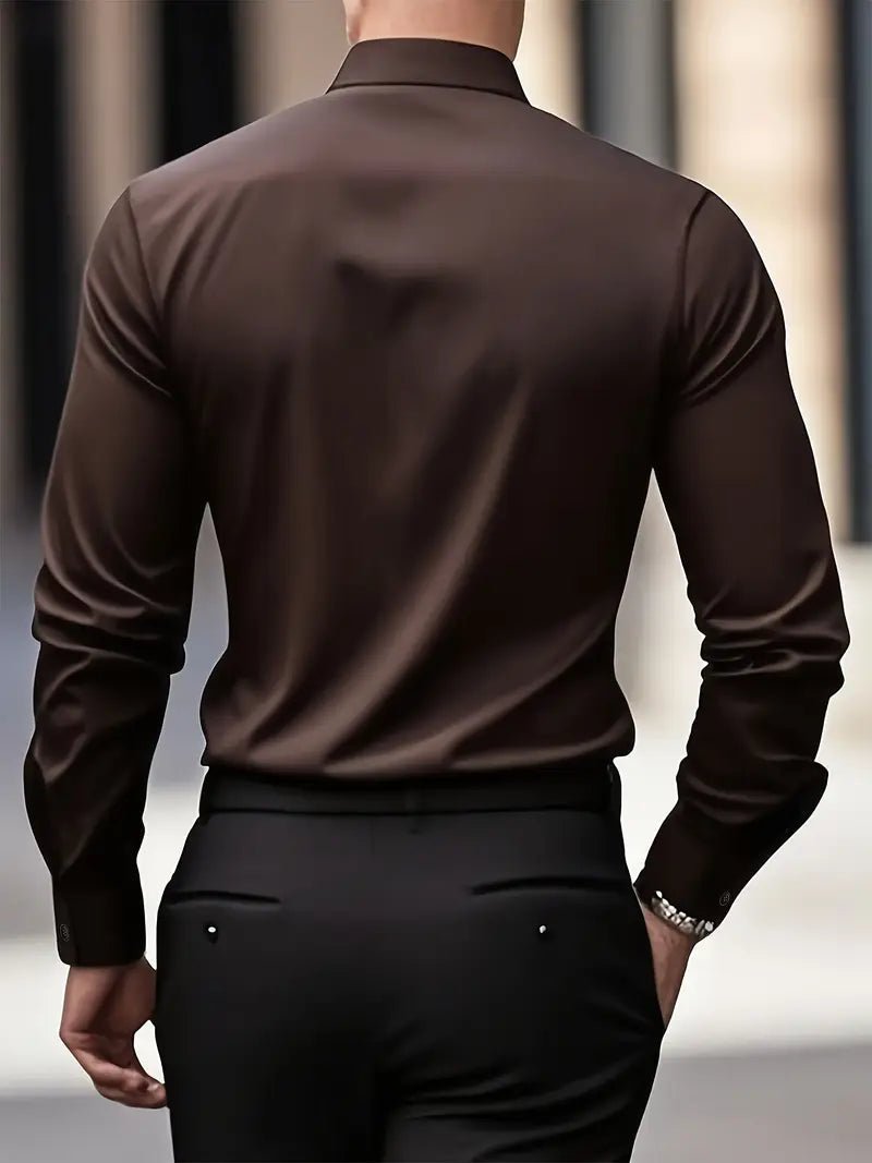 Men's Button Down Shirt - Long Sleeve Slim Fit Dress Shirt - Nalani - Fashion Clothing and Decor