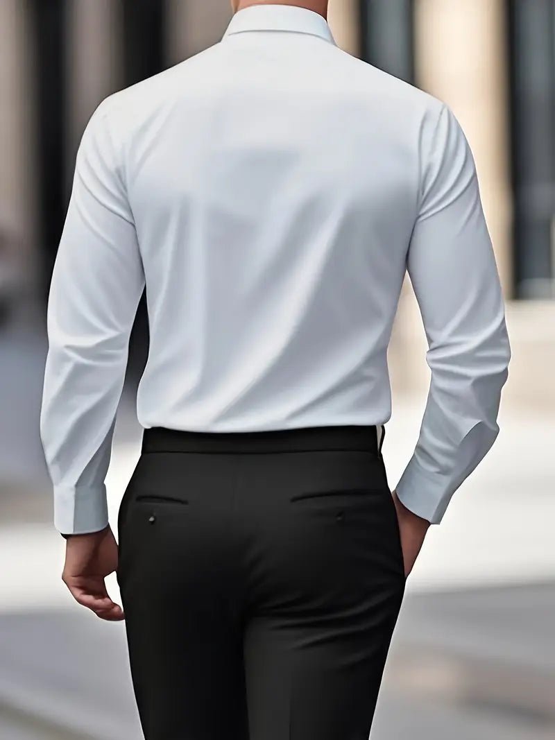 Men's Button Down Shirt - Long Sleeve Slim Fit Dress Shirt - Nalani - Fashion Clothing and Decor