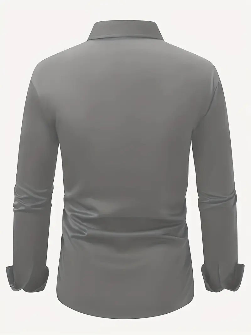 Men's Button Down Shirt - Long Sleeve Slim Fit Dress Shirt - Nalani - Fashion Clothing and Decor