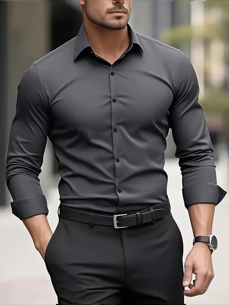 Men's Button Down Shirt - Long Sleeve Slim Fit Dress Shirt - Nalani - Fashion Clothing and Decor