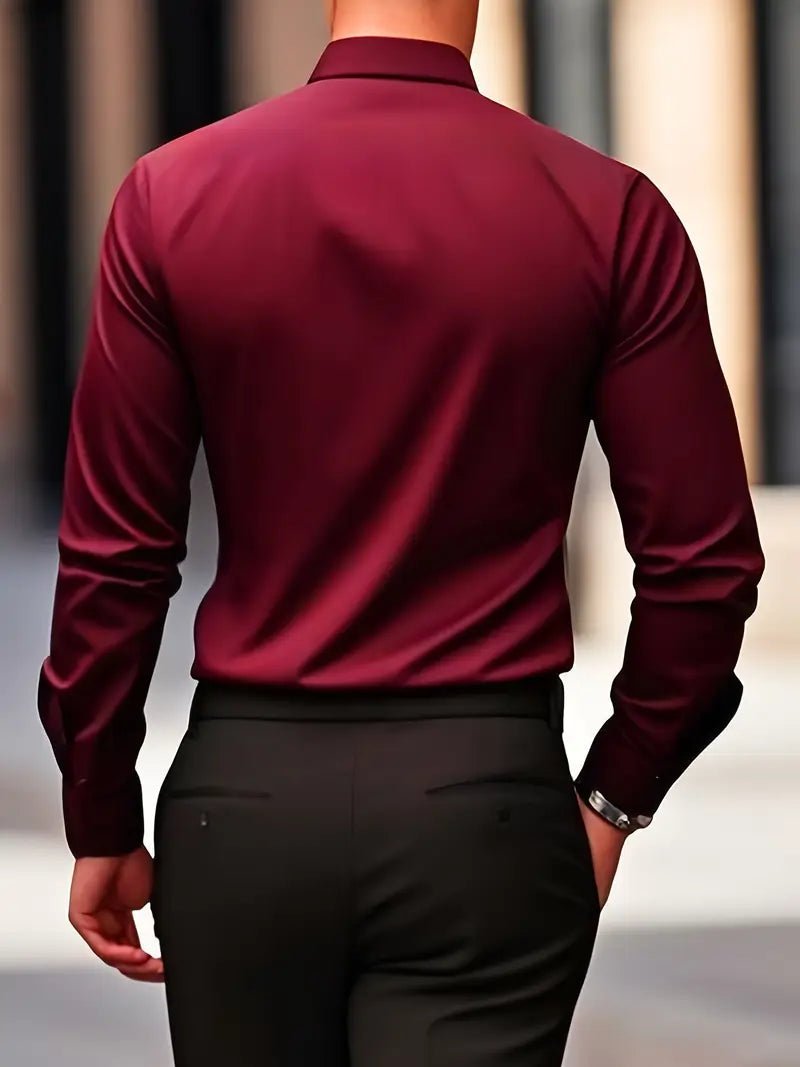 Men's Button Down Shirt - Long Sleeve Slim Fit Dress Shirt - Nalani - Fashion Clothing and Decor