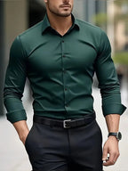 Men's Button Down Shirt - Long Sleeve Slim Fit Dress Shirt - Nalani - Fashion Clothing and Decor