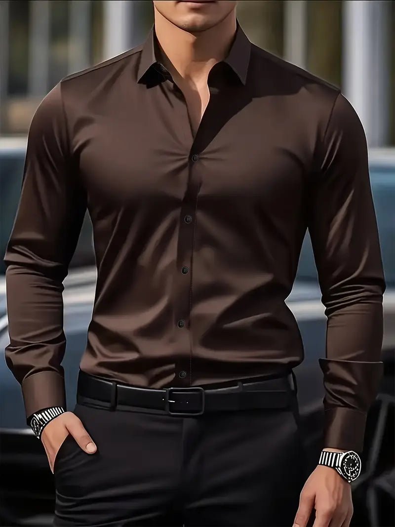 Men's Button Down Shirt - Long Sleeve Slim Fit Dress Shirt - Nalani - Fashion Clothing and Decor