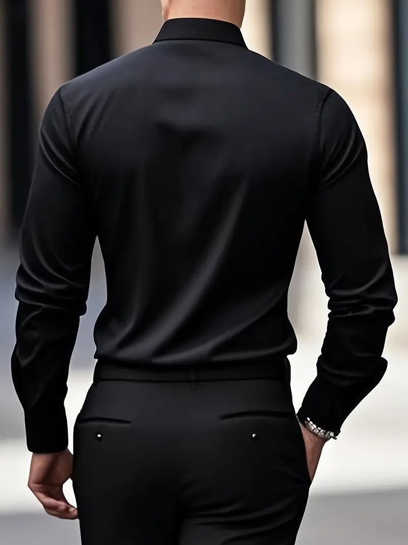 Men's Button Down Shirt - Long Sleeve Slim Fit Dress Shirt - Nalani - Fashion Clothing and Decor
