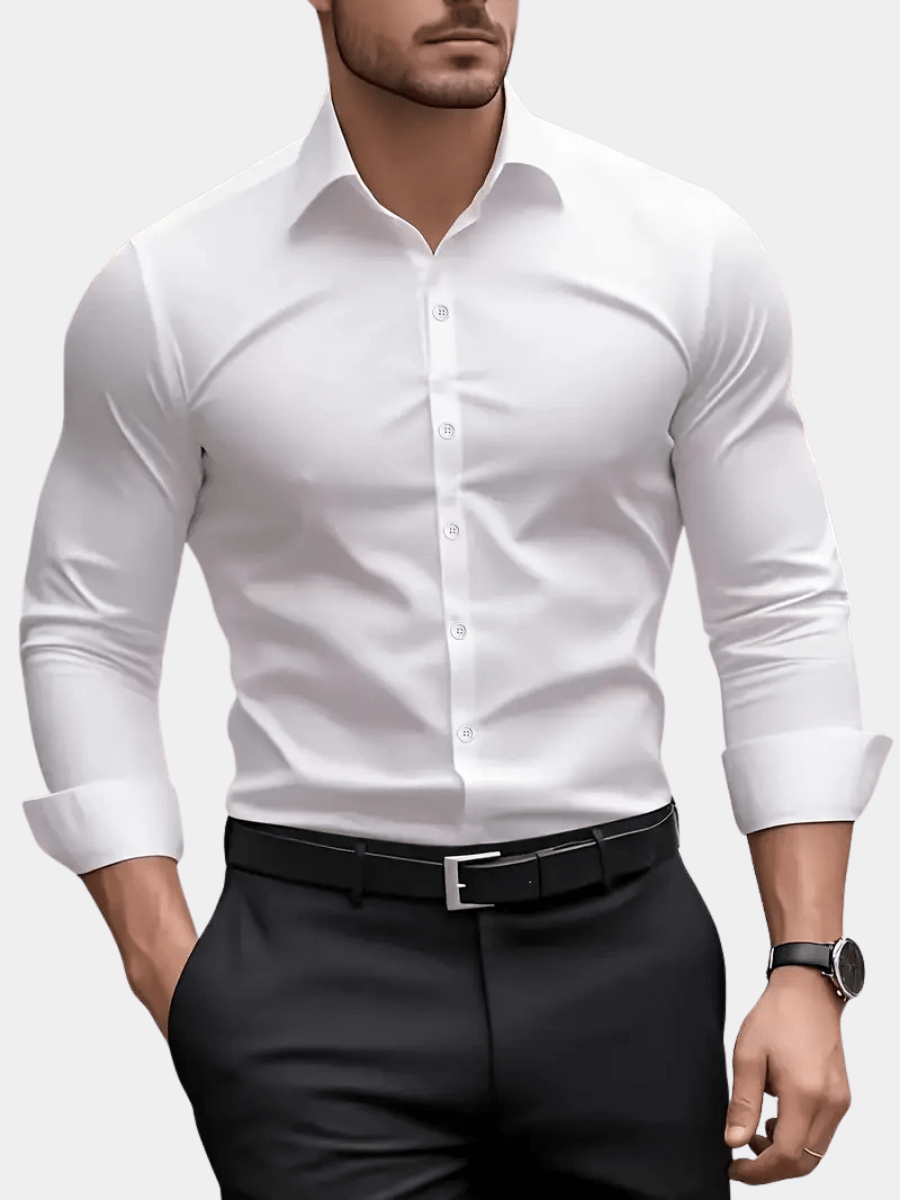 Men's Button Down Shirt - Long Sleeve Slim Fit Dress Shirt - Nalani - Fashion Clothing and Decor