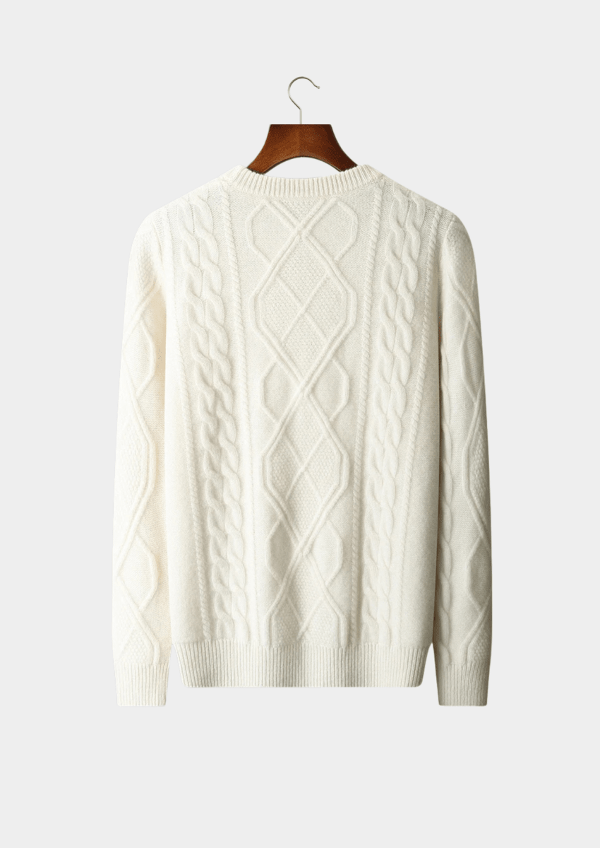 Men's Cable Knit Crew Neck Sweater for Winter Layering - Nalani - UK Fashion Clothing and Decor