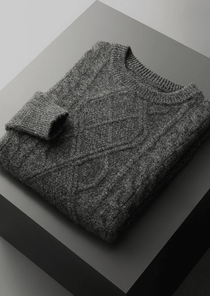 Men's Cable Knit Crew Neck Sweater for Winter Layering - Nalani - UK Fashion Clothing and Decor