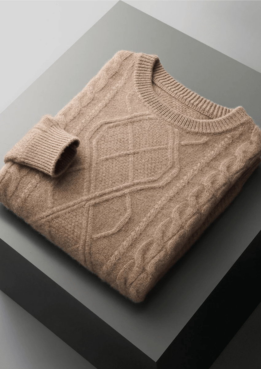 Men's Cable Knit Crew Neck Sweater for Winter Layering - Nalani - UK Fashion Clothing and Decor