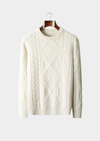 Men's Cable Knit Crew Neck Sweater for Winter Layering - Nalani - UK Fashion Clothing and Decor