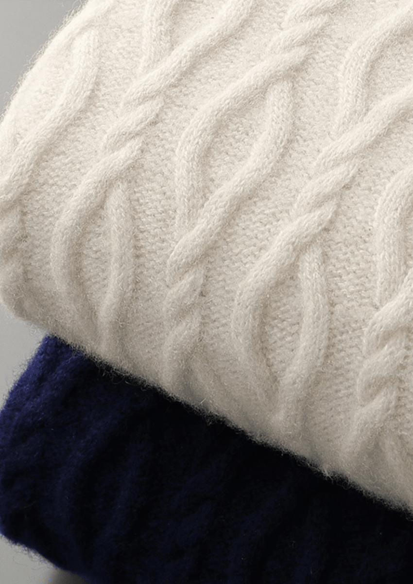 Men's Cable Knit Sweater With Striped Trim Crew Neck Layering - Nalani - UK Fashion Clothing and Decor