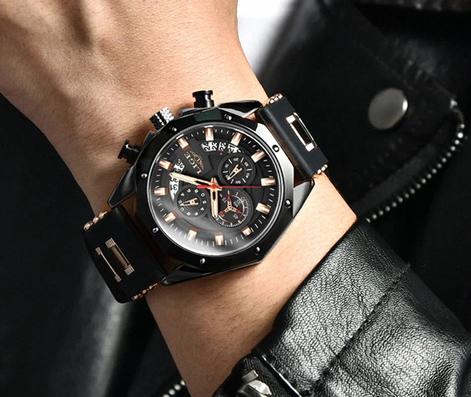 Men's Chronograph Watch Classic Stainless Steel Band Dial - Nalani - UK Fashion Clothing and Decor