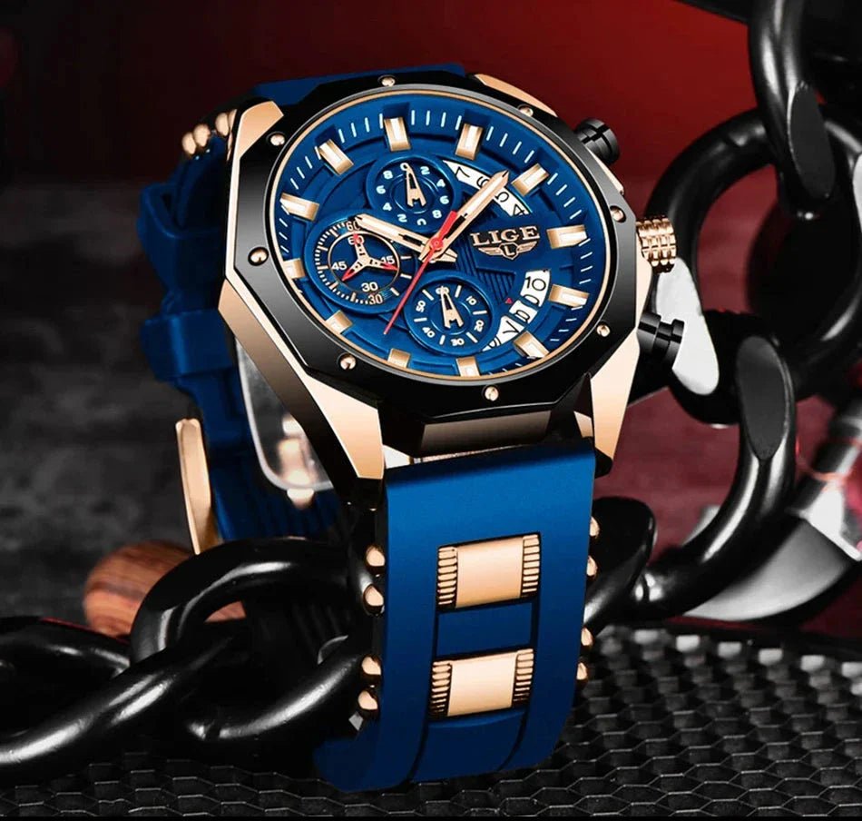 Men's Chronograph Watch Classic Stainless Steel Band Dial - Nalani - UK Fashion Clothing and Decor