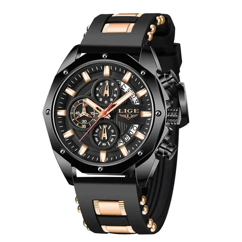 Men's Chronograph Watch Classic Stainless Steel Band Dial - Nalani - UK Fashion Clothing and Decor