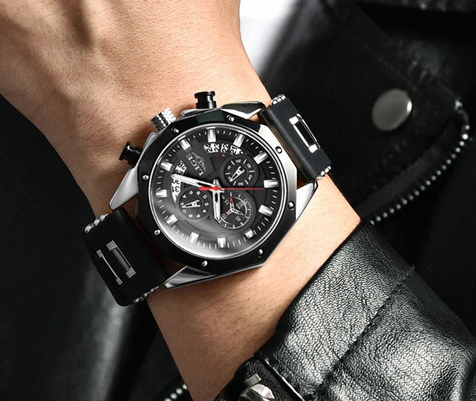 Men's Chronograph Watch Classic Stainless Steel Band Dial - Nalani - UK Fashion Clothing and Decor