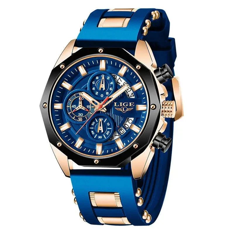 Men's Chronograph Watch Classic Stainless Steel Band Dial - Nalani - UK Fashion Clothing and Decor