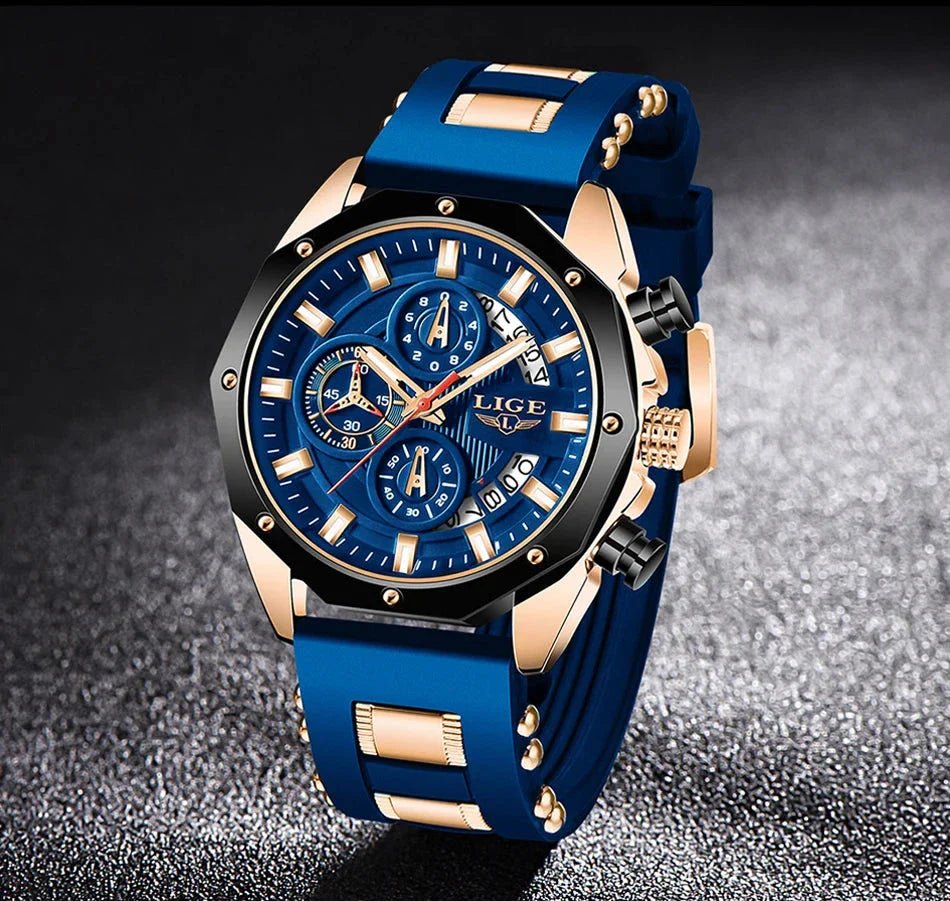 Men's Chronograph Watch Classic Stainless Steel Band Dial - Nalani - UK Fashion Clothing and Decor