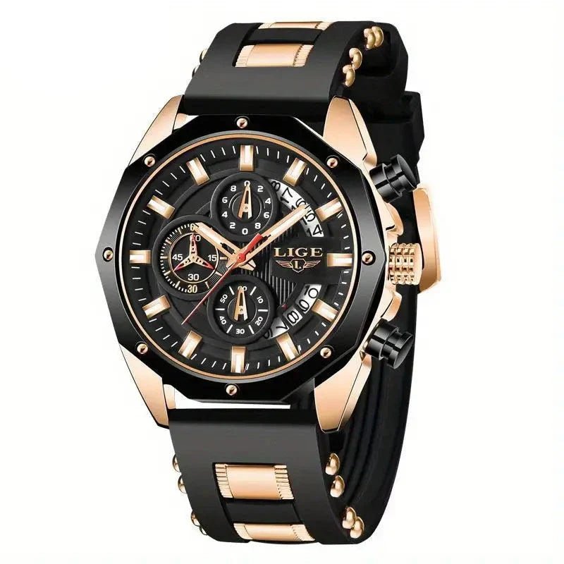 Men's Chronograph Watch Classic Stainless Steel Band Dial - Nalani - UK Fashion Clothing and Decor