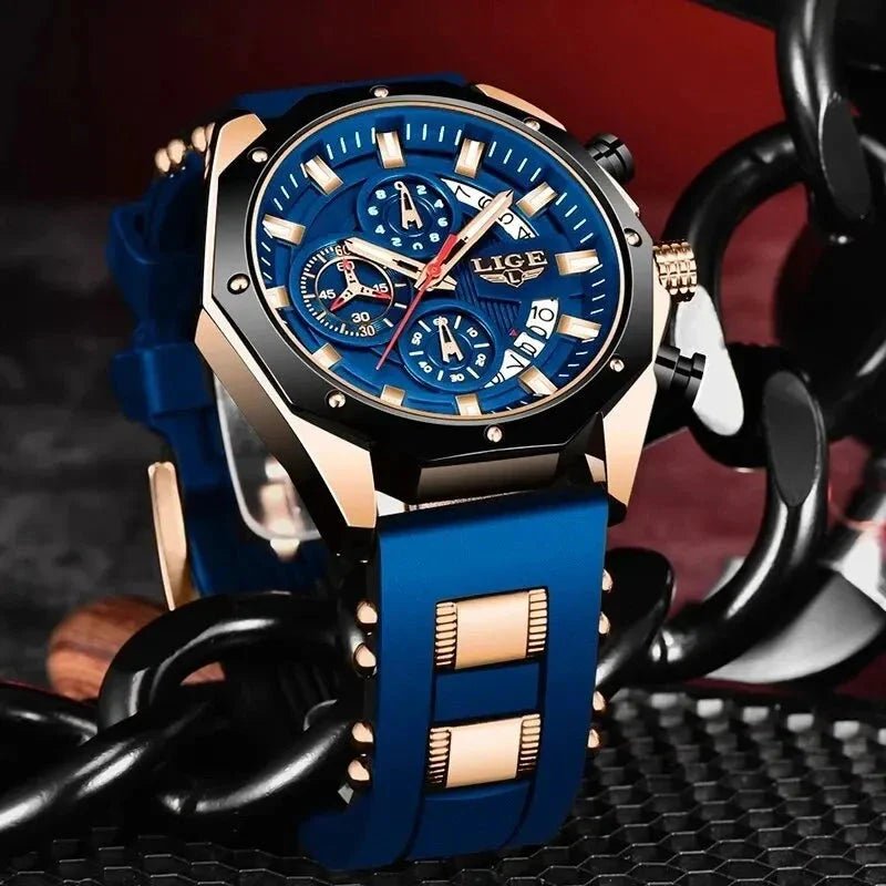 Men's Chronograph Watch Classic Stainless Steel Band Dial - Nalani - UK Fashion Clothing and Decor