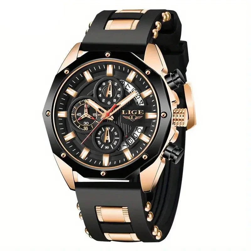 Men's Chronograph Watch Classic Stainless Steel Band Dial - Nalani - UK Fashion Clothing and Decor