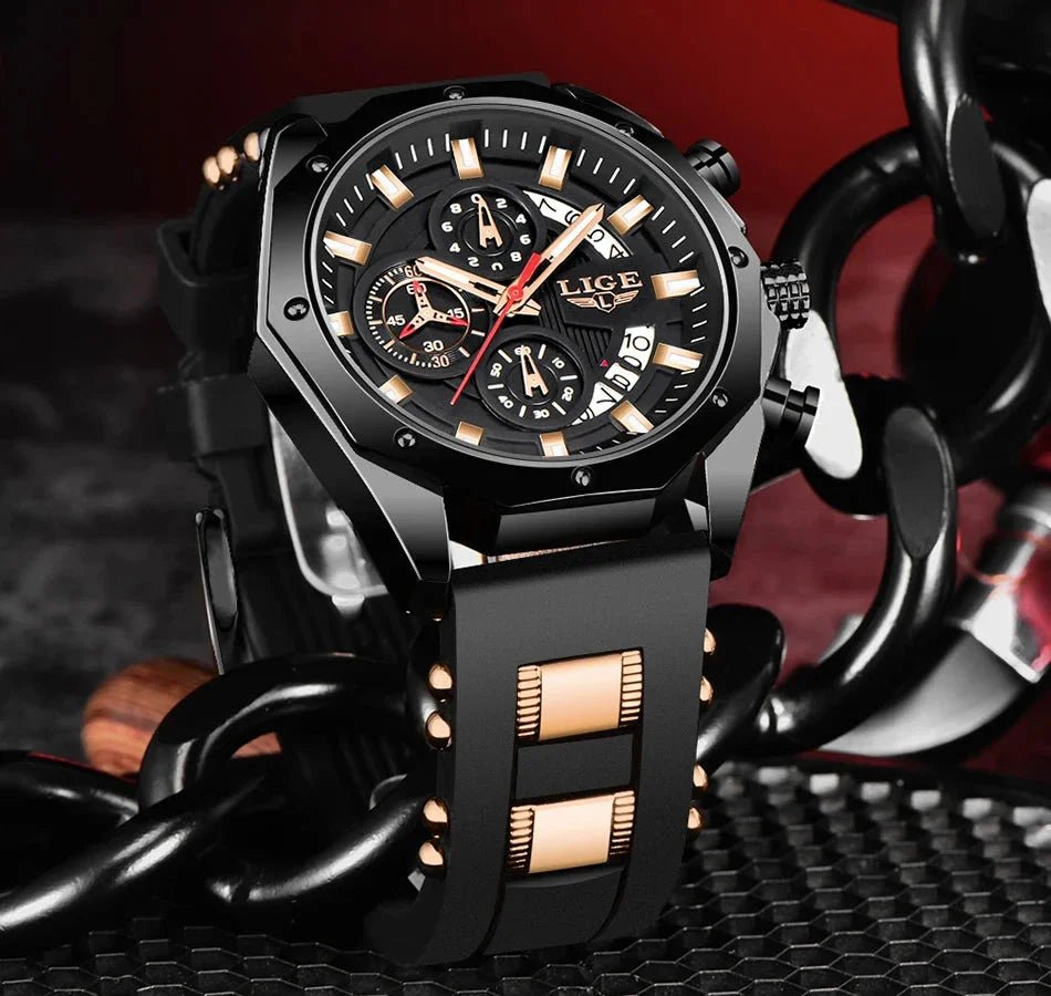 Men's Chronograph Watch Classic Stainless Steel Band Dial - Nalani - UK Fashion Clothing and Decor