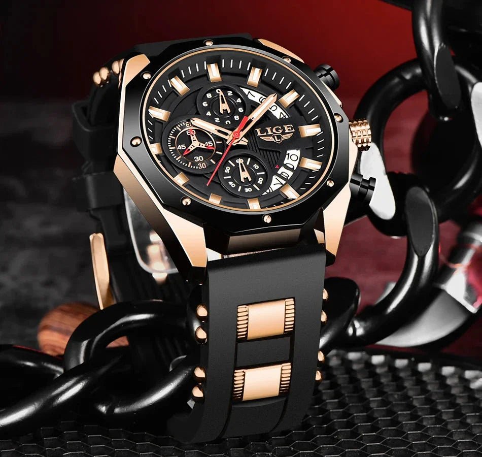 Men's Chronograph Watch Classic Stainless Steel Band Dial - Nalani - UK Fashion Clothing and Decor