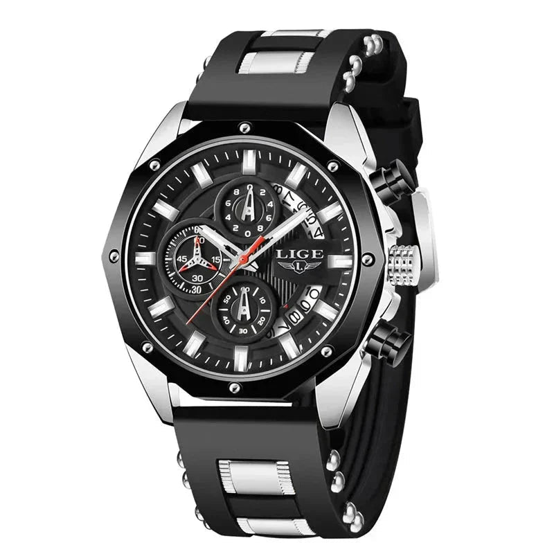 Men's Chronograph Watch Classic Stainless Steel Band Dial - Nalani - UK Fashion Clothing and Decor