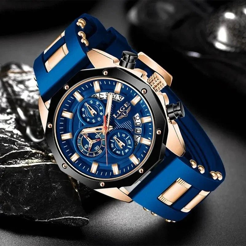 Men's Chronograph Watch Classic Stainless Steel Band Dial - Nalani - UK Fashion Clothing and Decor