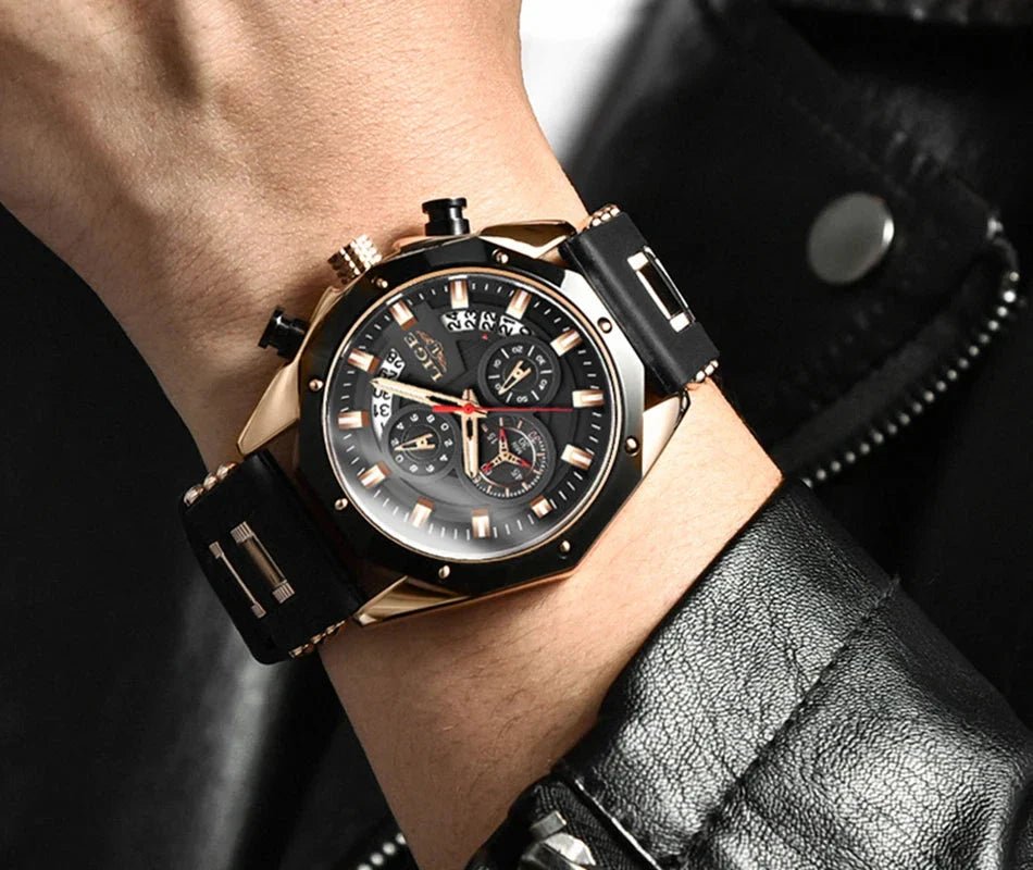 Men's Chronograph Watch Classic Stainless Steel Band Dial - Nalani - UK Fashion Clothing and Decor