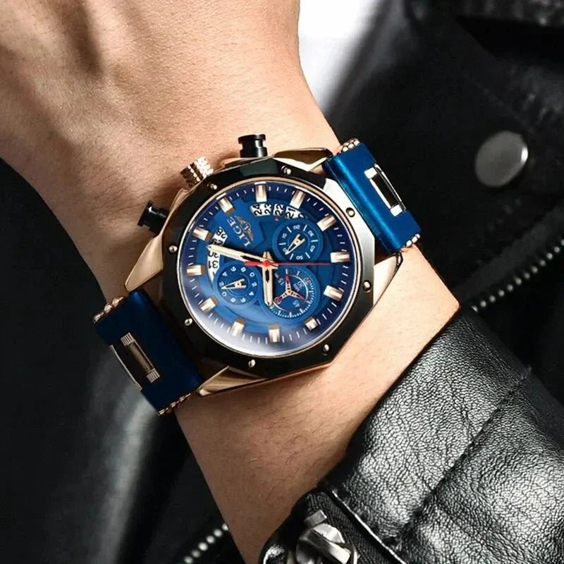 Men's Chronograph Watch Classic Stainless Steel Band Dial - Nalani - UK Fashion Clothing and Decor