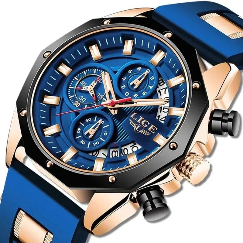 Men's Chronograph Watch Classic Stainless Steel Band Dial - Nalani - UK Fashion Clothing and Decor