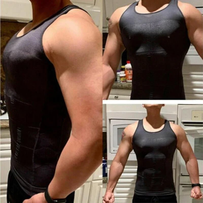 Men's Compression Undershirt – Slimming Compression Shirt That Firms Chest & Belly, Invisible Under Dress Shirts, S–3XL – Massimo - Nalani - Fashion Clothing and Decor