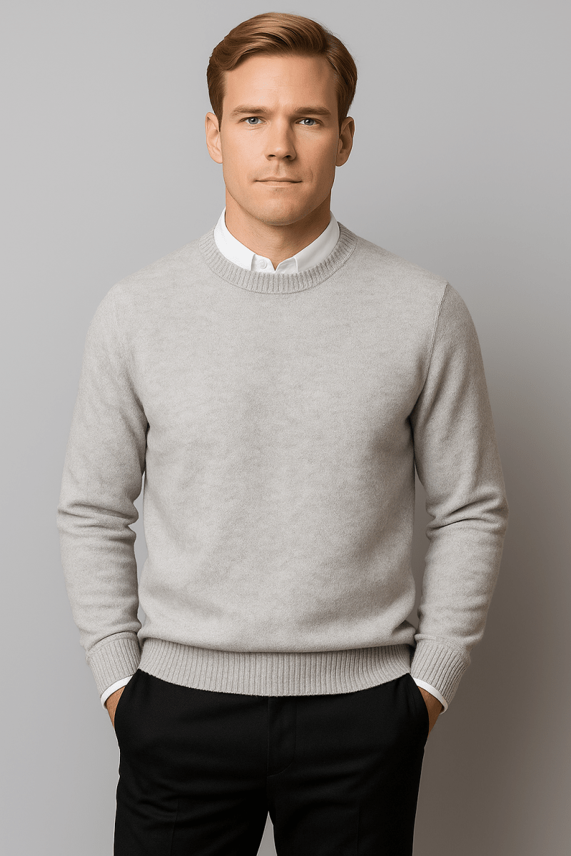 Men's Crew Neck Sweater Long Sleeve Knit for Office and Casual - Nalani - UK Fashion Clothing and Decor