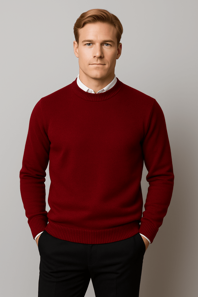 Men's Crew Neck Sweater Long Sleeve Knit for Office and Casual - Nalani - UK Fashion Clothing and Decor