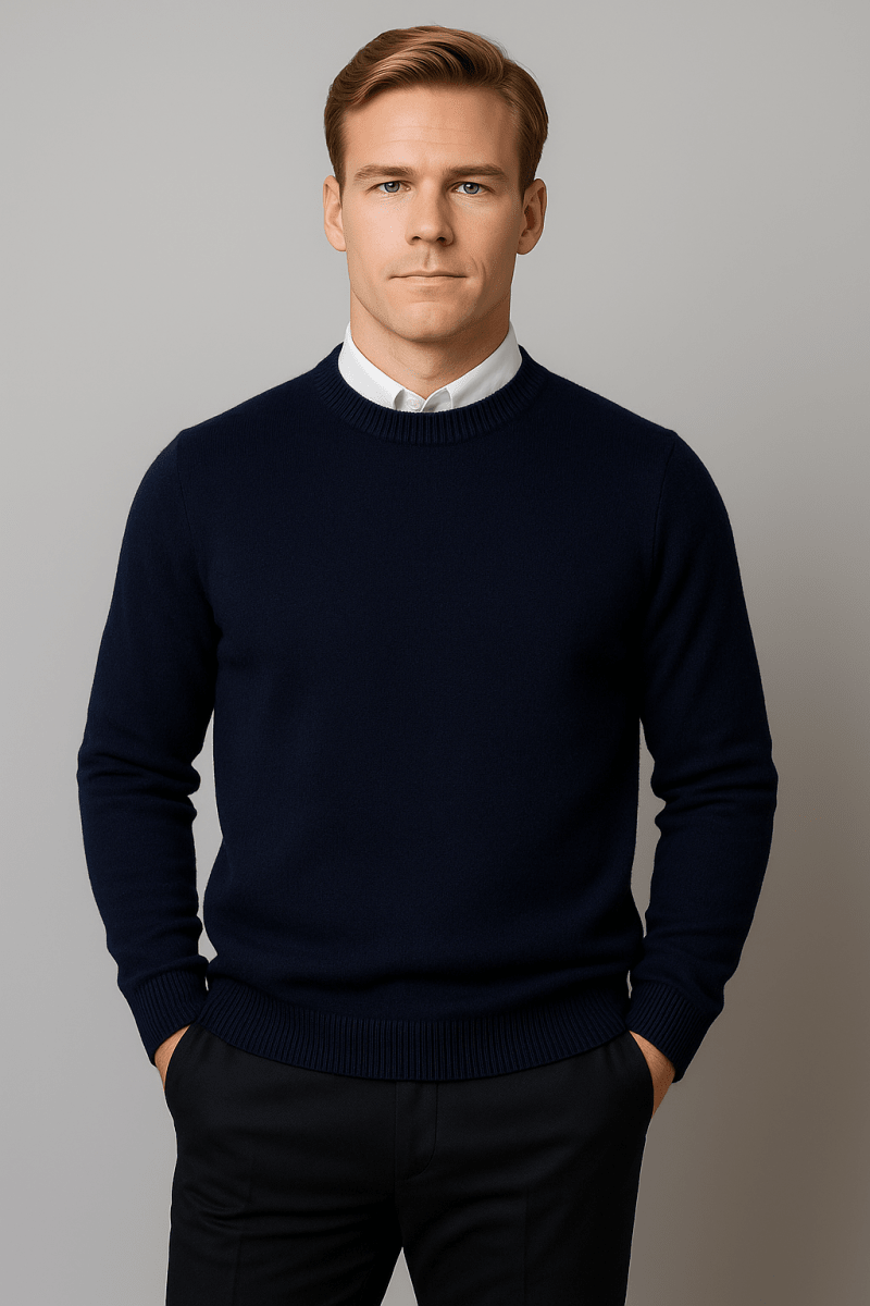 Men's Crew Neck Sweater Long Sleeve Knit for Office and Casual - Nalani - UK Fashion Clothing and Decor