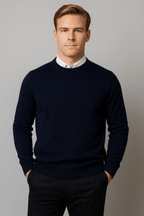 Men's Crew Neck Sweater Long Sleeve Knit for Office and Casual - Nalani - UK Fashion Clothing and Decor